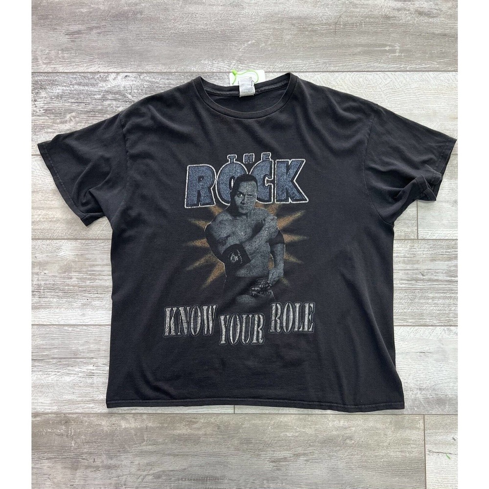 Vintage WWF The Rock Know Your Role Wrestling T-shirt Size XL